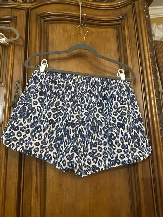 NEW Johnny Was CALME Blue Leopard Print Board Drawstring Beach Shorts Medium - Picture 12 of 15